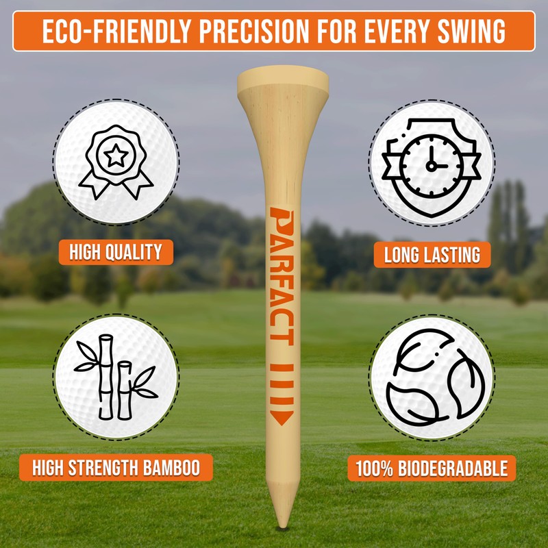 ParFact Golf Tees Wooden | Pack of 120 | Durable