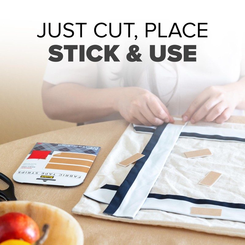 Scotch Permanent Fabric Tape Strips, 0.75 in. x 4 in.,