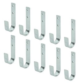 VORMANN Wall Hooks, Coat Hooks, Tool Hooks, Garage Hooks, Load 17 kg, Weather-Resistant, U-Shape, Set of 10, Size: 83 x 27 x 35 x 15 mm