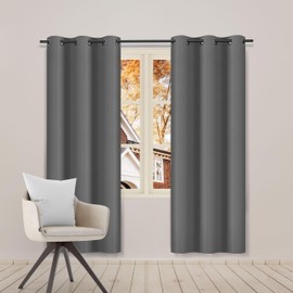 Simple Deluxe Blackout Curtains 63 Inch Length 2 Panels Set, Thermal Insulated Grommet Long Curtains& Drapes 2 Drapes, W42 x L63 Inch, Grey