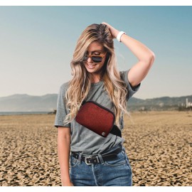 NGIL Mini Belt Bag for Women Crossbody Pack Waist Bag FannyPack with Adjustable Strap Crossbody Pouch for Traveling, Hiking (Glitter-Red)