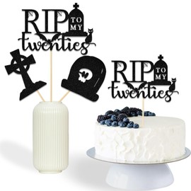 12 Pcs Death to My 20s Centerpiece Sticks, Death to My 20s Decorations, Rip 20s Birthday Decorations, 30th Birthday Table Decorations, Happy 30th Birthday Party Decor Supplies Black