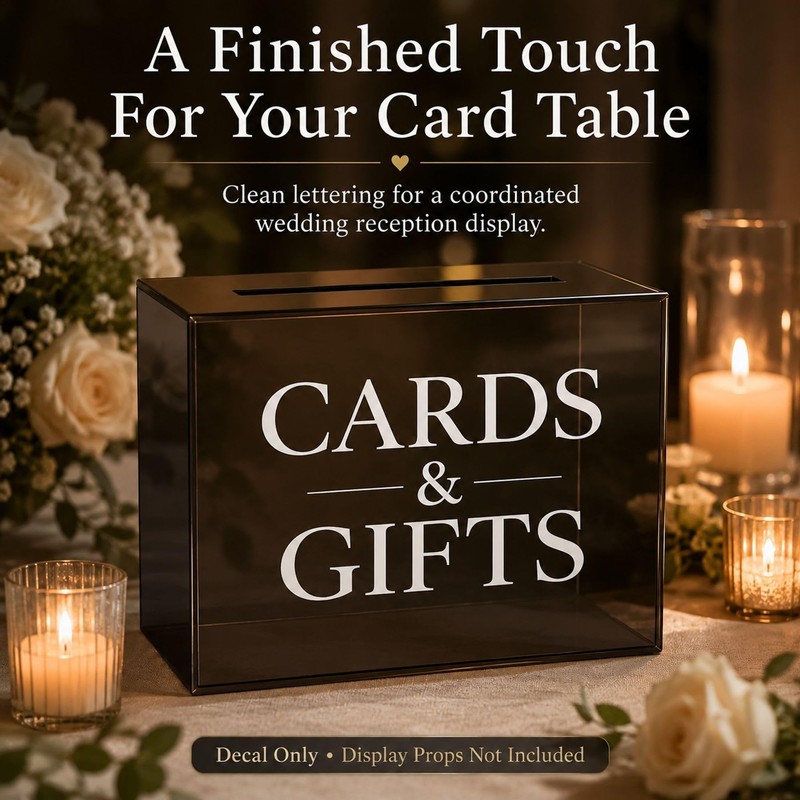 Wedding Card Box Vinyl Decal: White 6 Inch Cards &