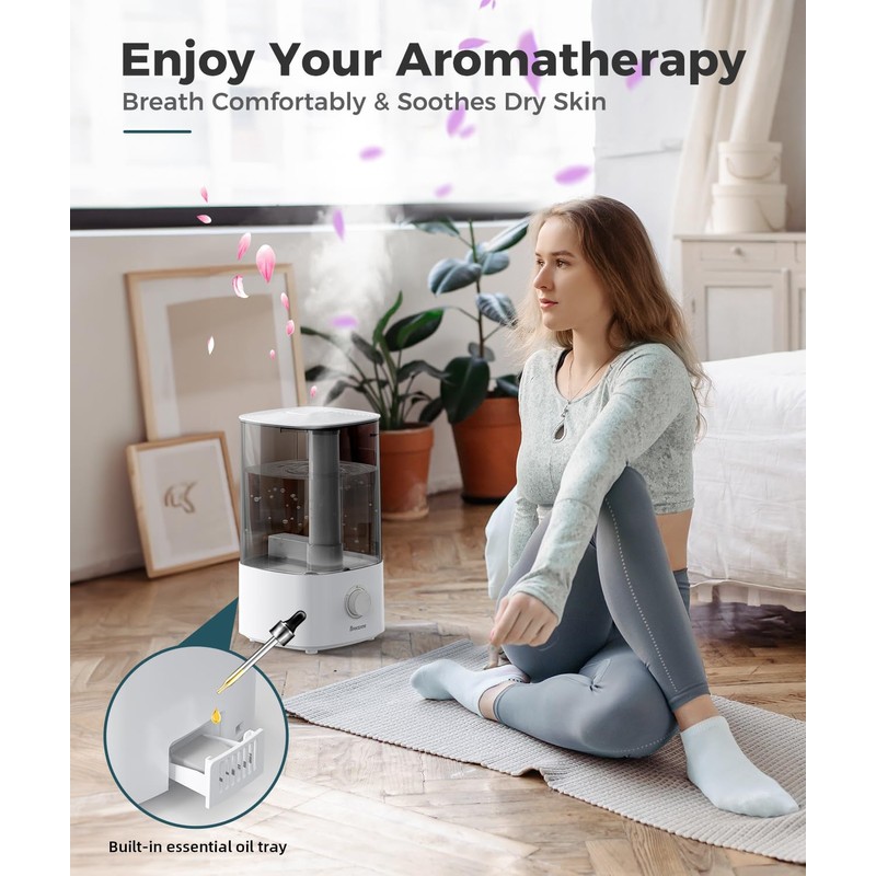 BREEZOME 4L Humidifiers for Bedroom, Essential Oil Diffuser, Top Fill