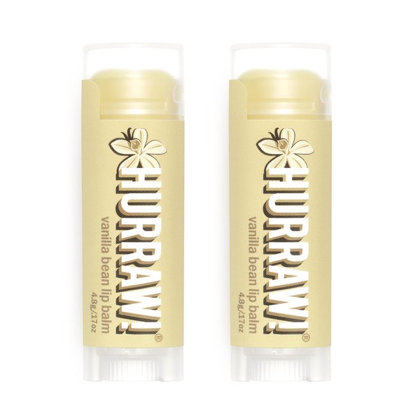 Hurraw! Vanilla Bean Lip Balm, 2 Pack: Organic, Certified Vegan, Cruelty and Gluten Free. Non-GMO, 100% Natural Ingredients. Bee, Shea, Soy and Palm Free. Made in USA