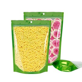 100 Pack Food Storage Bags, Resealable Mylar Bags Smell Proof Foil Pouches with Clear Window, 5.5" x 7.9"Reusable Aluminum Foil Stand Up Food Packaging Bags for Small Business