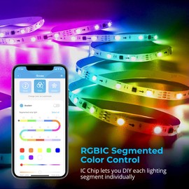 Govee 32.8ft LED Strip Lights RGBIC App Control, Smart LED Strips with Segmented Color Control Intelligent Color Picking, Music Sync LED Lights for Bedroom, Kitchen, Home Decoration (2x16.4ft)