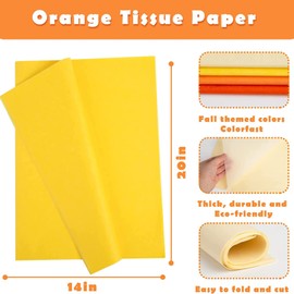 Koogel 112 Sheets Orange Yellow Tissue Paper, 20x14 Inch Colored Tissue Paper Bulk for DIY Craft Gift Wrapping Birthday Holidays Weddings Decor