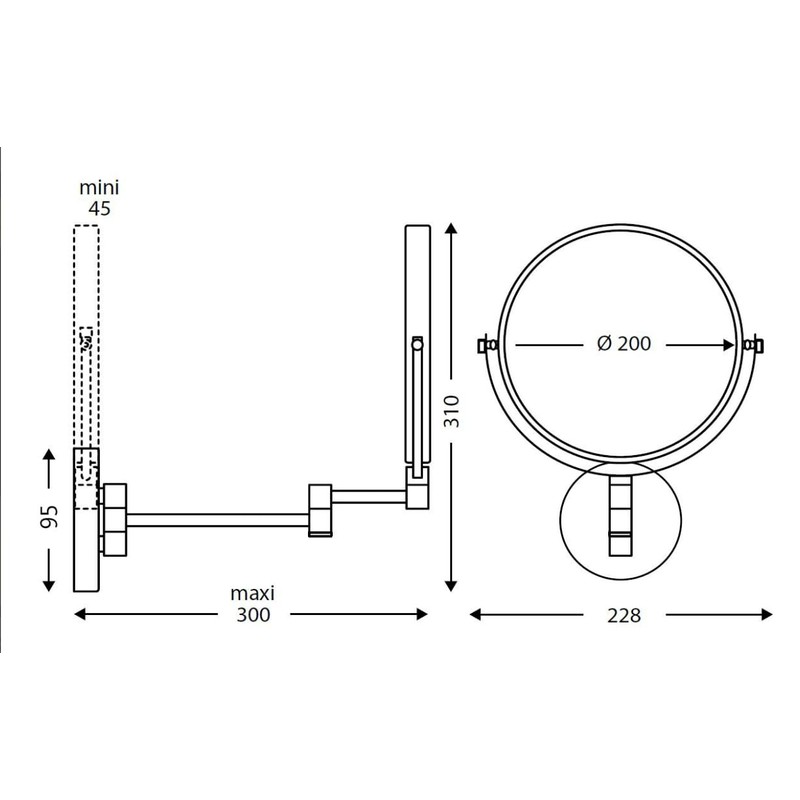 Fiesta Black Wall Mounted Magnifying Mirror