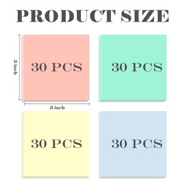 BAYTORY 120 Sheets Sticky Notes, 3 x 3 Inches, Bright Colors Self-Stick Notes, Aesthetic Sticky Pads, Office & School Study Supplies (Bright Color Series)