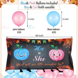 Peryiter Gender Reveal Decoration He or She Gender Reveal Ideas Blue Pink Elephant Gender Reveal Balloons Ghost Pumpkin Gender Reveal Backdrop for Party(Pumpkin)