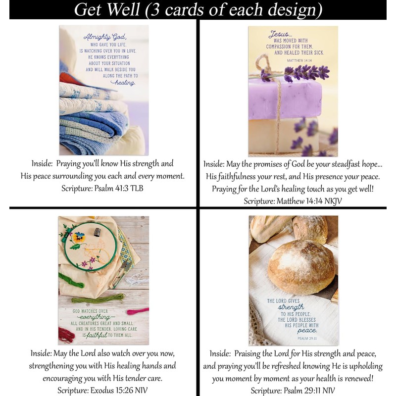 Get Well Cards Premium 36 count Christian/Religious Greeting Card Assortment