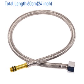 Skweawert 24 In Faucet Supply Lines, 1/4 Female Compression Thread x M10 Male Connector, Braided Stainless Steel Faucet Hose for Kitchen Sink Toilet（2Pack)