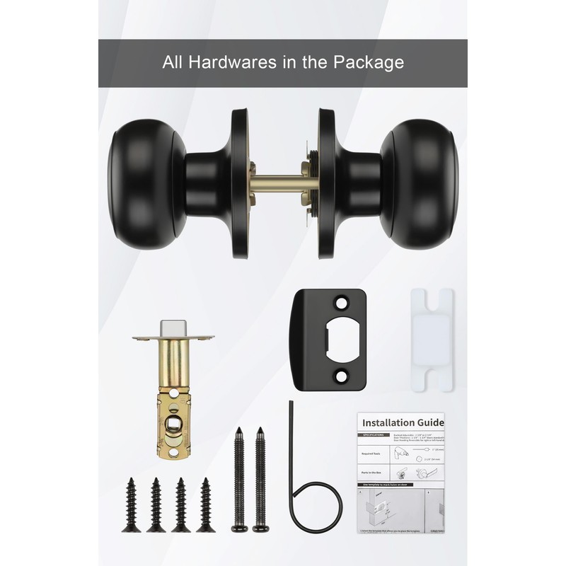 goldenwarm Black Passage Door Knobs, Matte Black Closet Door Knobs