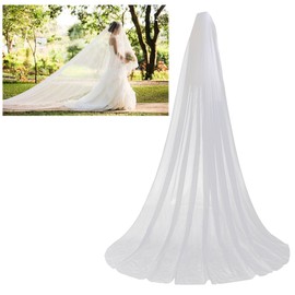 Wedding Bridal Veil, Long Bridal Veil, Tulle Bridal Veil with Comb (White)
