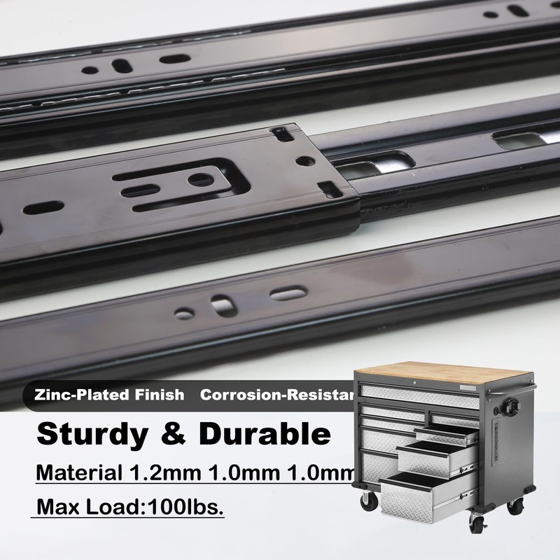Black Soft Close Drawer Slides,10"-24"-6 Pairs Soft Close Drawer Slides,