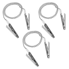 COMNICO COMNICO Dental Bib Clips, 3Pcs Metal Napkin Clip Chain with Ball Chains Lanyard with Ball Chains Alligator Clamps Silver Bib Holder Reusable Napkin Holder Clips to Hold Napkins Dental Office Mask