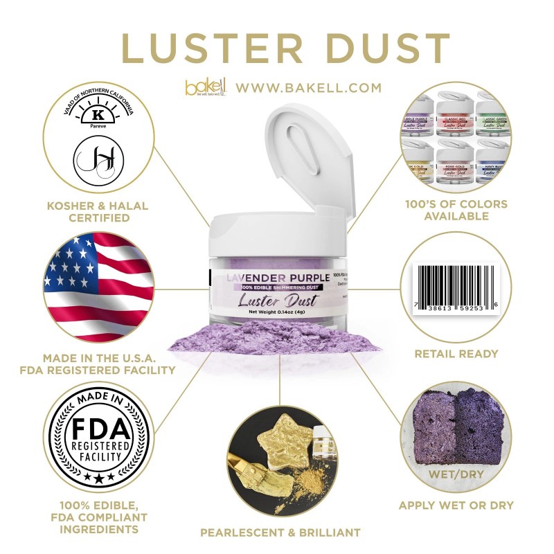 Bakell® 4g Lavender Purple Edible Luster Dust