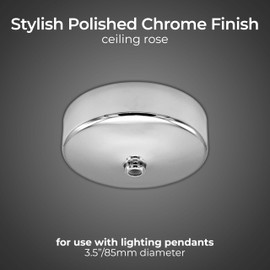 British General BG Electrical Ceiling Rose Lighting Fixture with HO Skirt and Spin on Cover, Heat Resistant, Chrome, 3" Base, 661CH-01