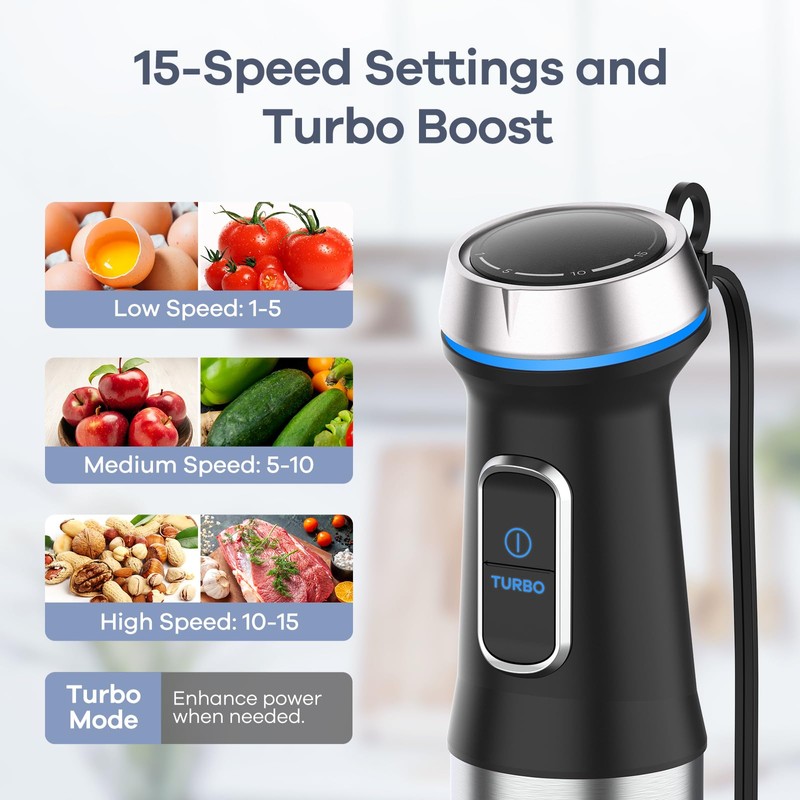 Ganiza Immersion Blender, 6 in 1 Hand Blender Stainless Steel