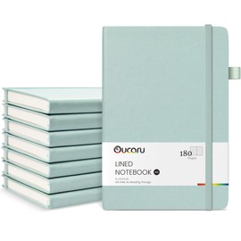 Oucaru Lined Journal Notebook, 8 Pack, 180 Pages, A5 Journals for Writing, 100 GSM Thick Paper, Small Notebooks Daily Journal for Women Men Work, Business, School, Travel Supplies