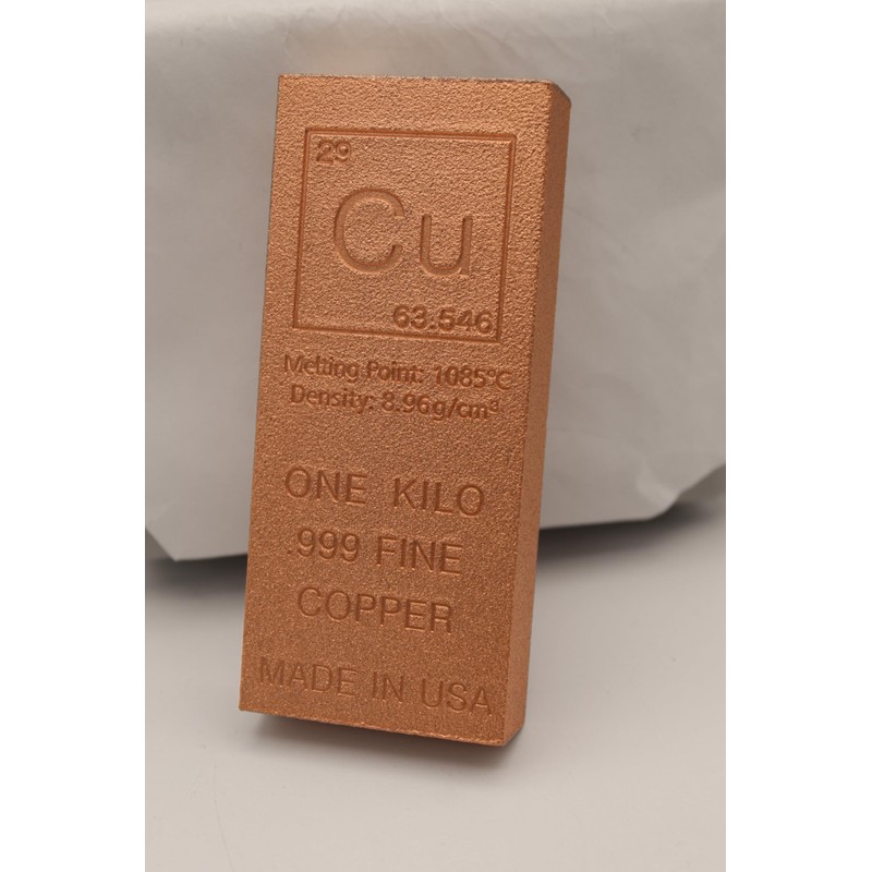 1 Kilo Copper Bar (Flat Style) .999 Pure Bullion with