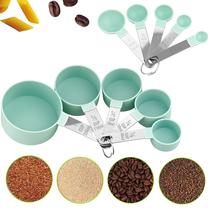 zeyedemo 11PCS Measuring Cups and Spoons Set Durable Stackable Measuring