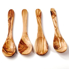 DAS OLIVENHOLZBRETT® Small Olive Wood Spoon Sugar Spoon Olive Wood Teaspoon Olive Wood Tablespoon Olive Wood Classic Spoon Shape 12-13 cm