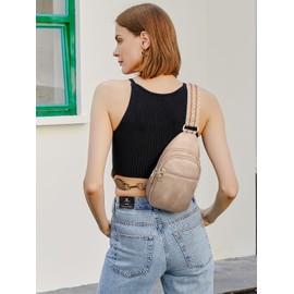 Telena Sling Bag for Women Crossbody Fanny Packs for Women Leather Sling Chest Bag with Adjustable Strap Cinnamon Brown