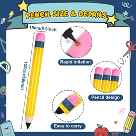 Sumind 6 Pcs 60 Inch Jumbo Inflatable Pencil Graduation Inflatable Pool Noodles Pencil Pool Float Giant Yellow Pencil Prop Hanging Decorations for Birthday Back to School Graduation Party Favors