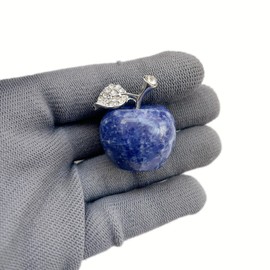 Sunshcat Natural Sodalite 1.18 Inchs Apple Crystal and Healing Stone Statues,Room Decoration Christmas Decorations Thanksgiving Gifts Office Gifts Collectibles