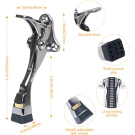  4-Pack – Heavy Duty Kickdown Door Stopper Adjustable One-Touch Metal Door Kickstand with Rubber Tip & Wall Protectors (Silver)