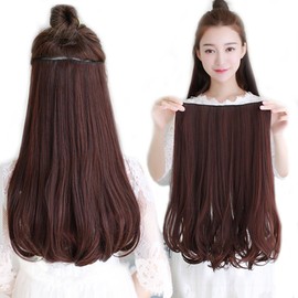 YJINCO YJWJ001-bbrn50 Long Curly Hair Extensions Point Wigs, Hair Extensions, Clips, Heat Resistant, 5 Pieces, Includes Clip for Fixing, 15.7 / 19.7 / 23.6 inches (40 / 50 / 60 cm)