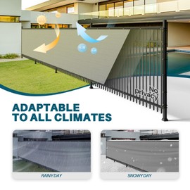 Coarbor 6' x 135' Fence Privacy Screen Heavy Duty Windscreen Fencing Mesh Shade Net Cover with Reinforced Bindings & Rustproof Grommets for Outdoor Patio, Balcony, Pool Deck, Light Gray
