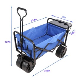 Folding Wagon Cart for Garden, Shopping, and Beach, Portable Collapsible Utility CartType: Blue, Load Capacity: 150lb
