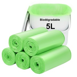 Biologisch abbaubare Müllbeutel, 5 l, 120 Stück: Kleine Müllbeutel für Thekenmülleimer, recycelt, robust, abbaubar, Kompostbeutel für Lebensmittel und Garten.
