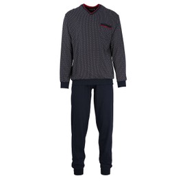 Götzburg Men’s Pyjamas - Long Sleeve, Cotton, Single Jersey Printed Pyjamas with Cuffs - Red - 54