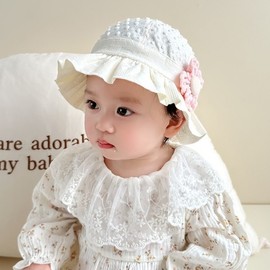 Baby Girl's Flower Sun Hat - Spring/Autumn Style, 6 Months-2 Years Size/Light Yellow 3ea