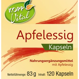KOPP Vital® Apfelessig | 120 Kapseln | 83 g | 120 Kapseln | 83 g | fermentierter Apfelsaft | Nahrungsergänzungsmittel