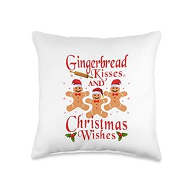 Mark.A.Graham Ltd. Gingerbread Kisses and Christmas Wishes Family Cookie Baking Throw Pillow, 16x16, Multicolor