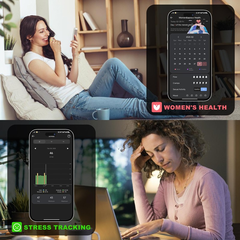 SEEKZERO Smart Ring for Women Men - Titanium Health Fitness