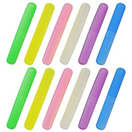 12PCS Plastic Toothbrush Case Six Colors Portable Dust-proof Toothbrush Cases Toothbrushes Holder for Daily and Travel Use (12)