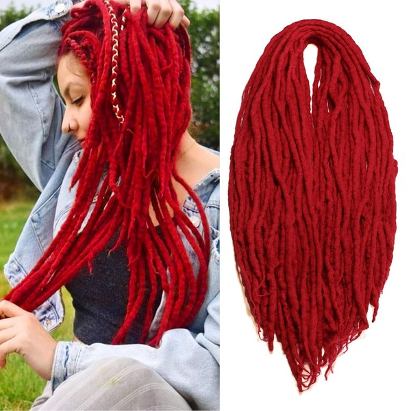 Wool Dreadlock Extensions 22Inches Double Ended Hippie Single Dreads Extensions