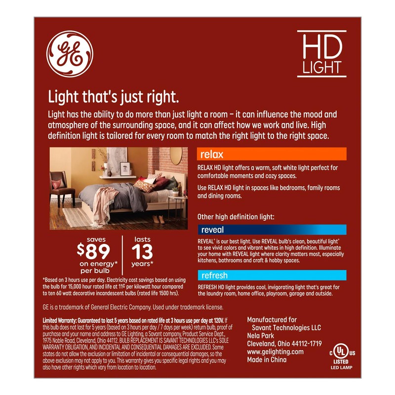 GE Relax 3-Pack 60 W Equivalent Dimmable Soft White Ca12