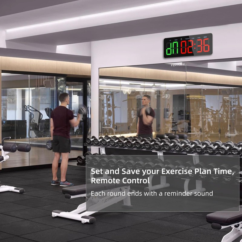 PELLOR Gym Timer Clock, Interval Timer with Function Mode Display,