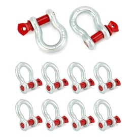 QWORK 1/2" Anchor Shackle with Alloy Screw Pin - Forged Carbon Steel, 10 Pack D-Ring Shackles 2 Ton 4400 lbs Working Load Limit