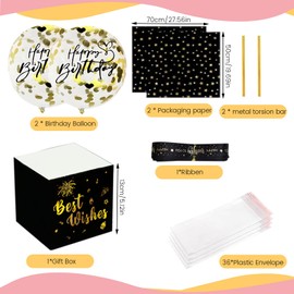 Birthday Money Pull Box Decorations, Funny Happy Birthday Money Box Surprise Set Celebration, Delicate for Cash Gift Women Men Lovers Girlfriend Wife (Style 1)