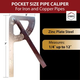 Pocket Sized Pipe Caliper, for Iron Pipe and Copper Tubing Size, Made in USA