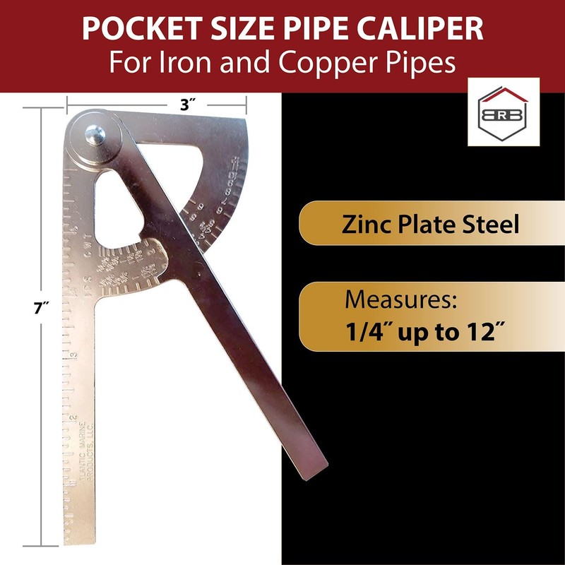 Pocket Sized Pipe Caliper, for Iron Pipe and Copper Tubing