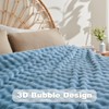 Deamsure Twin Blanket for Couch Blue 3D Bubble Fleece Soft